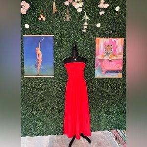 Red Strapless Maxi Dress